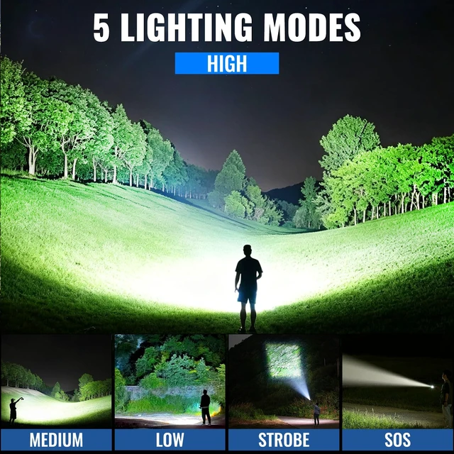 Alt view image 4 of 7 - MIXILIN Rechargeable Flashlights, Super Bright 99000LM LED Flashlights for Home Camping Emergencies, 5 Modes High Lumens Flashlights Powerful Flash Light with USB Cable