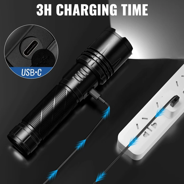 Alt view image 5 of 7 - MIXILIN Rechargeable Flashlights, Super Bright 99000LM LED Flashlights for Home Camping Emergencies, 5 Modes High Lumens Flashlights Powerful Flash Light with USB Cable