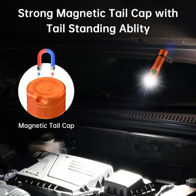 Alt view image 3 of 6 - Wurkkos FC11C Led Flashlight Rechargeable High Lumen 1200 | 90 High CRI Small Flashlight,Super Bright EDC Flashlight IP68 Waterproof, 155Meters, Magnetic Flash Light for Home (4000K)