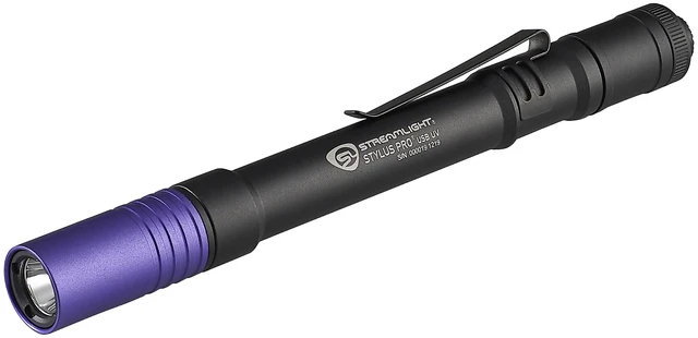 Main image of Streamlight 66149 Stylus Pro UV LED Penlight with Holster, Black | USB rechargeable capable; includes nylon holster; multi-mode lighting; IPX-rated water resistant; impact-resistance tested