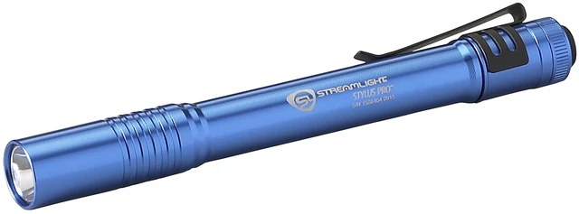 Main image of Streamlight 66122 Stylus Pro Penlight, Blue | 100 lumens; slim penlight design; removable pocket clip; IPX4 water resistant