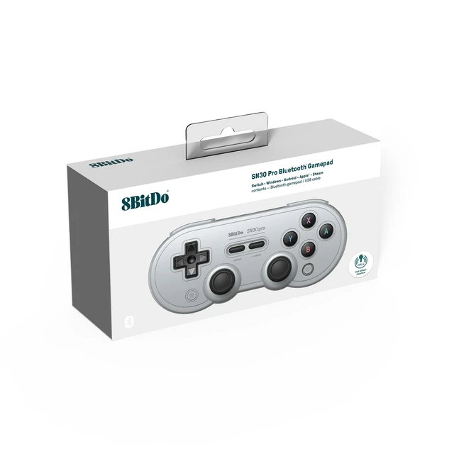 Alt view image 4 of 6 - 8BitDo SN30 Pro Bluetooth Controller, Hall Effect Joystick Update, Compatible with Switch, PC, macOS, Android, Steam Deck & Raspberry Pi (Gray)