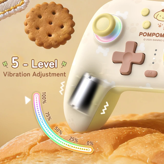 Alt view image 3 of 7 - Kuitmor Pompompurin Dog Switch Pro Controller, Cute Hall Effect Wireless Gamepad No Drift for Switch 2/Switch/OLED/Lite, PC/Steam, Android, iOS, Bluetooth + Wired, Turbo, Back Buttons, 6-Aixs Gyro