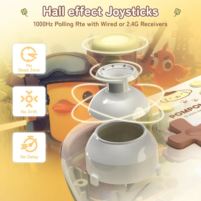 Alt view image 5 of 7 - Kuitmor Pompompurin Dog Switch Pro Controller, Cute Hall Effect Wireless Gamepad No Drift for Switch 2/Switch/OLED/Lite, PC/Steam, Android, iOS, Bluetooth + Wired, Turbo, Back Buttons, 6-Aixs Gyro