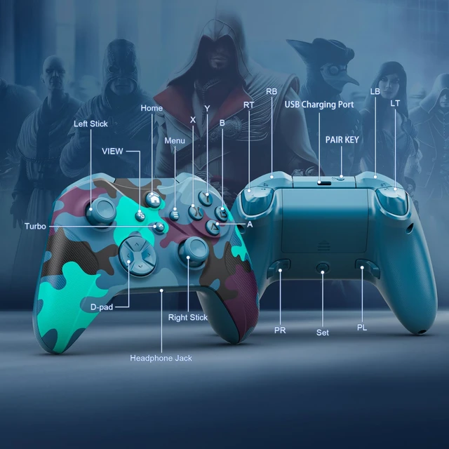 Alt view image 7 of 7 - Nonbliep for Xbox Controller, Compatible with Xbox One X|S, Xbox Series X|S, PC, Special Edition Custom Wireless Controller with 6-Axis Motion Control/3.5mm Audio Jack/Dual Vibration/Turbo