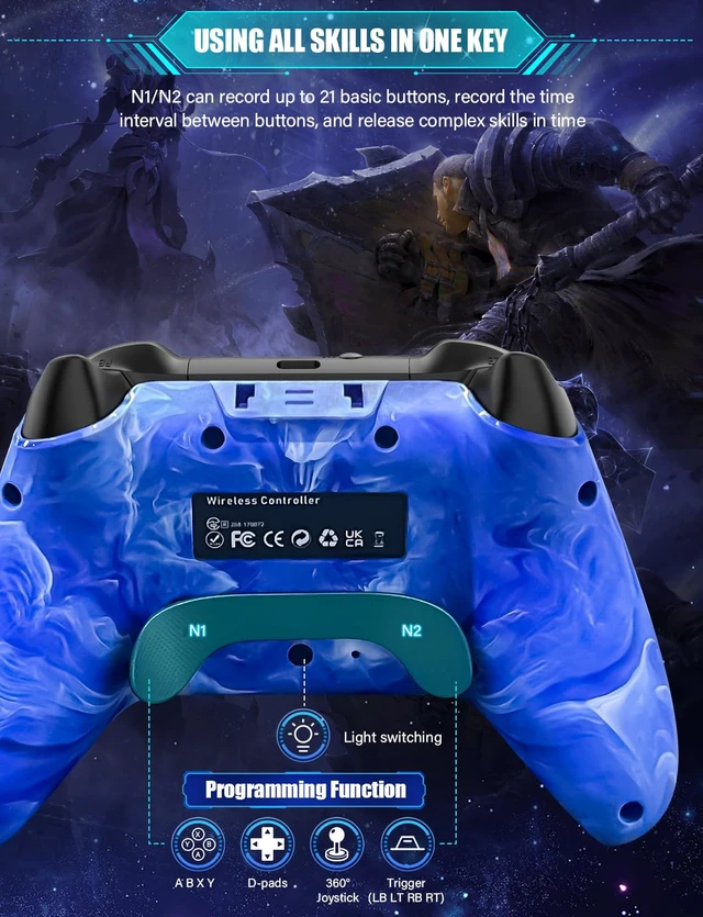 Alt view image 4 of 7 - Wireless Switch Pro Controllers for Nintendo Switch/OLED/Lite/Switch 2 | 1200mAh Rechargeable Switch Controller, Switch Control with Vibration, Turbo, Wake Up, Motion Control, 10 Color LED Lights