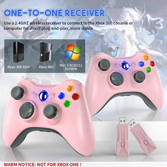 Alt view image 2 of 7 - Gamrombo 2 Pack Replacement for Xbox 360 Controller, Wireless Controllers Gamepad Upgraded Joystick Compatible with 360 & Slim, Windows 11/10/8/7 PC Controller with Dual Shock, 2.5mm Audio Jack