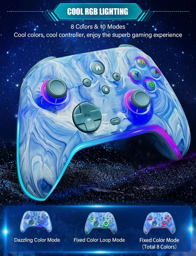 Alt view image 3 of 7 - ZRZLMVP Wireless Switch Controller for Nintendo Switch/OLED/Lite/Switch 2 | 1200mAh Pro Switch Controllers with 10 Color LED Lights, Rechargeable Switch Control with Vibration,6-Axis Gyro,Turbo