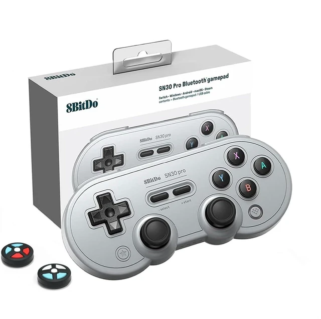 Main image of 8Bitdo SN30 Pro Bluetooth Controller with Hall Effect Joystick (Gray) | Rumble Vibration, Turbo Function, USB-C Cable, Wireless Gamepad for Switch/Switch 2, Windows, Apple, Steam Deck, Raspberry Pi
