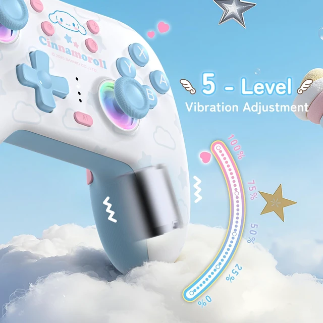 Alt view image 3 of 7 - Kuitmor Cinnamoroll Dog Switch Pro Controller, Cute Hall Effect Wireless Gamepad No Drift for Switch 2/Switch/OLED/Lite, PC/Steam, Android, iOS, Bluetooth + Wired, Turbo, Back Buttons