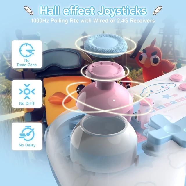 Alt view image 5 of 7 - Kuitmor Cinnamoroll Dog Switch Pro Controller, Cute Hall Effect Wireless Gamepad No Drift for Switch 2/Switch/OLED/Lite, PC/Steam, Android, iOS, Bluetooth + Wired, Turbo, Back Buttons