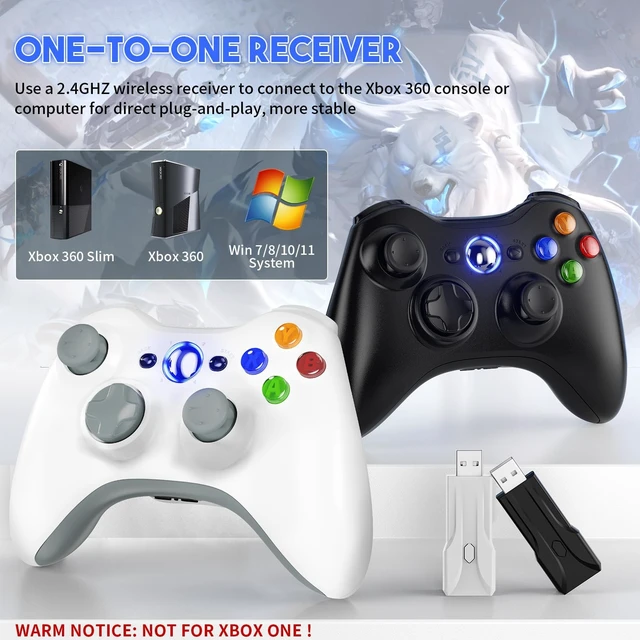 Alt view image 2 of 7 - Gamrombo 2 Pack Replacement for Xbox 360 Controller, Wireless Controllers Gamepad Upgraded Joystick Compatible with 360 & Slim, Windows 11/10/8/7 PC ControllerWhite+Black