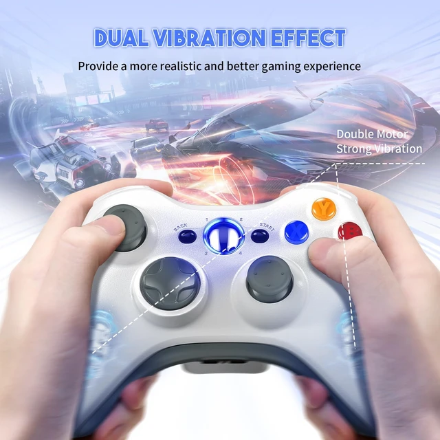 Alt view image 4 of 7 - Gamrombo 2 Pack Replacement for Xbox 360 Controller, Wireless Controllers Gamepad Upgraded Joystick Compatible with 360 & Slim, Windows 11/10/8/7 PC ControllerWhite+Black