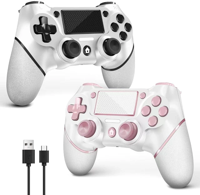 Main image of AceGamer 2 Pack for PS4 Controller, Wireless Controller for PS4/Pro/Slim/PC, with Non-Slip Grip of Both Sides,3.5mm Audio Jack and USB-C Cable! (Pink and White)