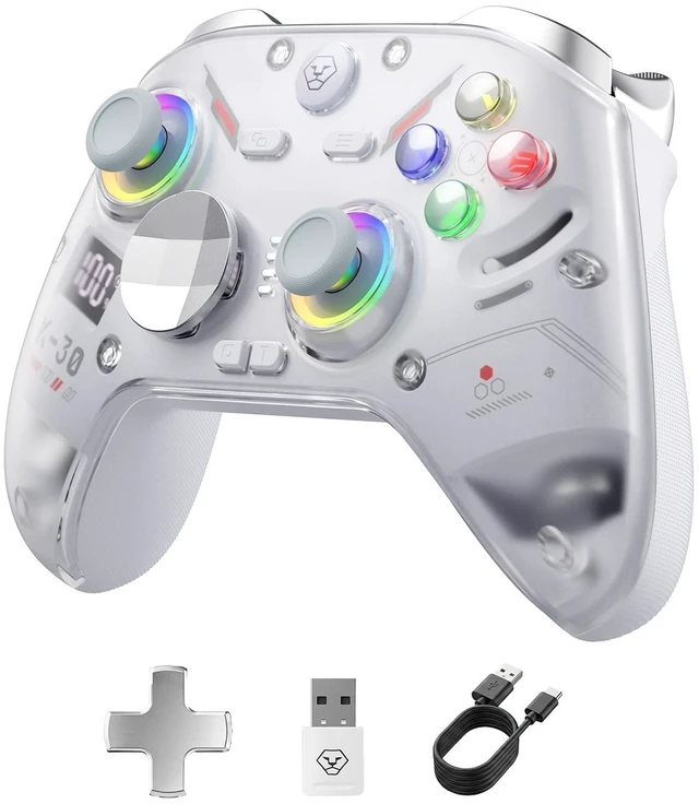 Main image of Aolion gaming K30 Wireless Controller, TMR Joysticks (No Drift), White | TMR Anti-Drift Sticks, Dual-Mode Hall Triggers, 1000Hz Polling, Back Buttons, RGB, Wired/2.4G/Bluetooth