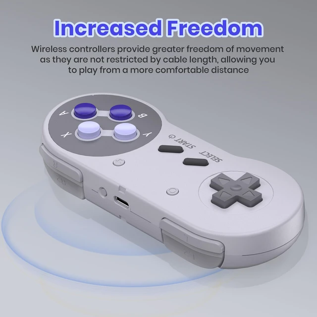 Alt view image 2 of 7 - 2 Pack Wireless USB SNES Controller for Switch 1/2, Windows PC, Mac(Purple) | (Rechargeable), (Plug & Play), (Ultra-Low Latency 2.4GHz Receiver), Compatible with Switch Online / Switch OLED