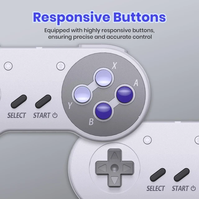 Alt view image 7 of 7 - 2 Pack Wireless USB SNES Controller for Switch 1/2, Windows PC, Mac(Purple) | (Rechargeable), (Plug & Play), (Ultra-Low Latency 2.4GHz Receiver), Compatible with Switch Online / Switch OLED