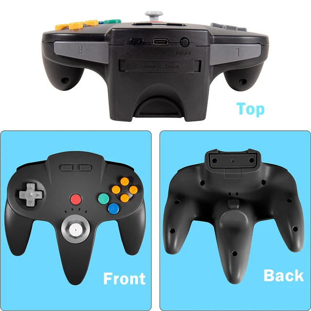 Alt view image 6 of 7 - 2 Pack Wireless N64 Controller for Switch 1/2, N64 Console,Clear Red/Black | (Built-in Vibration) (Rechargeable) (3D Analog Stick), 2.4 GHz USB & N64 Receiver Made for Switch Online, Windows PC, macOS