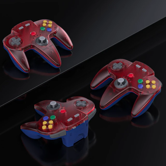 Alt view image 7 of 7 - 2 Pack Wireless N64 Controller for Switch 1/2, N64 Console,Clear Red/Black | (Built-in Vibration) (Rechargeable) (3D Analog Stick), 2.4 GHz USB & N64 Receiver Made for Switch Online, Windows PC, macOS