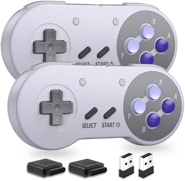 Main image of Wireless SNES Controller for SNES & Switch 1/2, PC, Mac (Purple) | (Rechargeable), (Plug & Play), (2.4GHz SNES & USB Receiver), Compatible with Switch Online / Switch OLED, Raspberry Pi