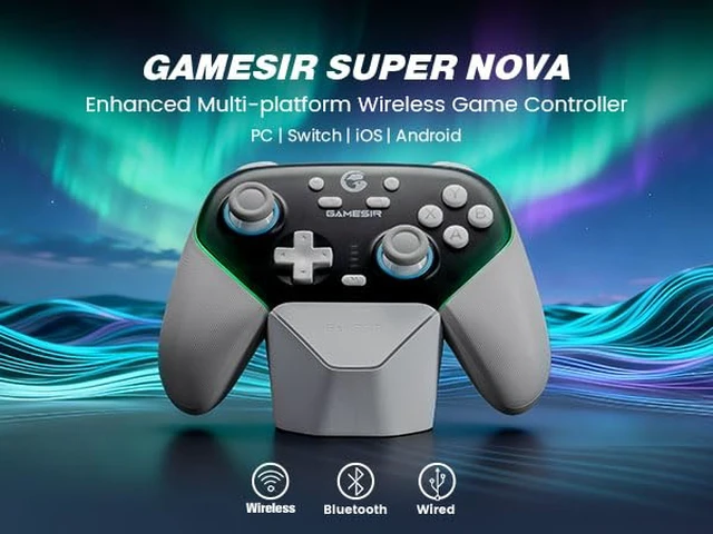 Alt view image 2 of 7 - GameSir Super Nova Wireless Gaming Controller for PC/Switch/iOS/Android, Hall Effect Stick & Trigger, RGB Lighting, Swappable ABXY, Detachable Faceplate, 1000mAh with Charging Dock - Black&White