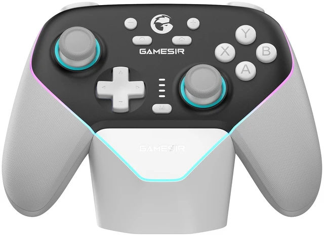 Main image of GameSir Super Nova Wireless Gaming Controller for PC/Switch/iOS/Android, Hall Effect Stick & Trigger, RGB Lighting, Swappable ABXY, Detachable Faceplate, 1000mAh with Charging Dock - Black&White