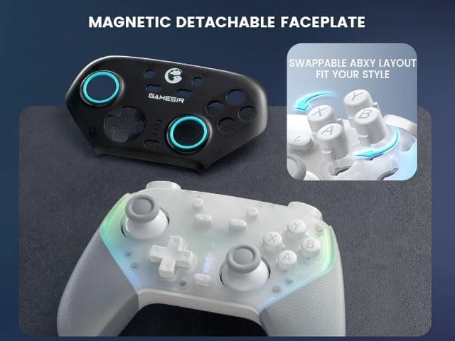 Alt view image 3 of 7 - GameSir Super Nova Wireless Gaming Controller for PC/Switch/iOS/Android, Hall Effect Stick & Trigger, RGB Lighting, Swappable ABXY, Detachable Faceplate, 1000mAh with Charging Dock - Black&White