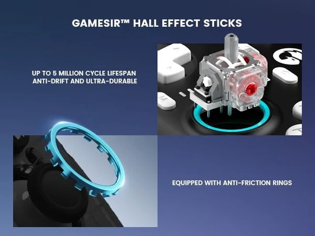 Alt view image 4 of 7 - GameSir Super Nova Wireless Gaming Controller for PC/Switch/iOS/Android, Hall Effect Stick & Trigger, RGB Lighting, Swappable ABXY, Detachable Faceplate, 1000mAh with Charging Dock - Black&White