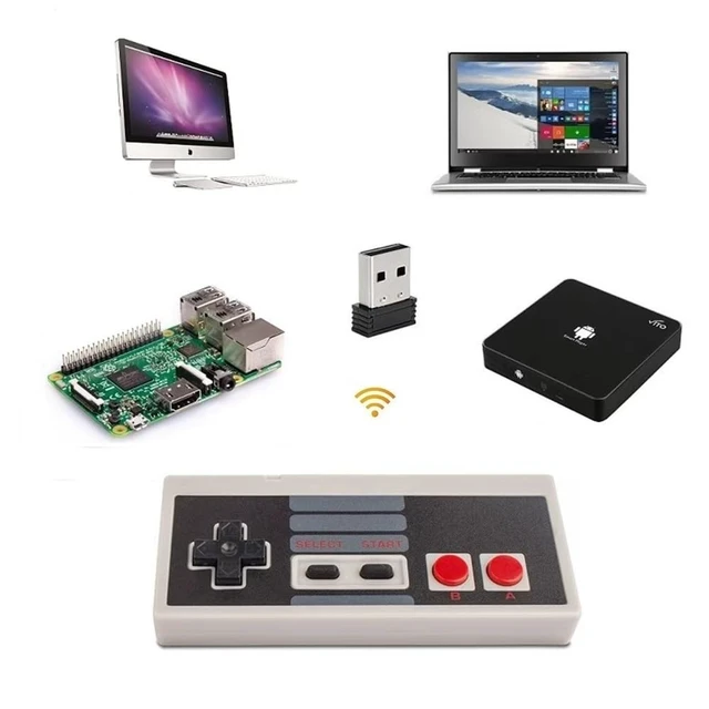 Alt view image 2 of 3 - ZAMPAM 2 Pack 2.4GHz Wireless USB Controllers with Turbo for PC, Mac, Linux | Play NES games through supported emulators. Not compatible with NES Classic, Mini NES consoles.