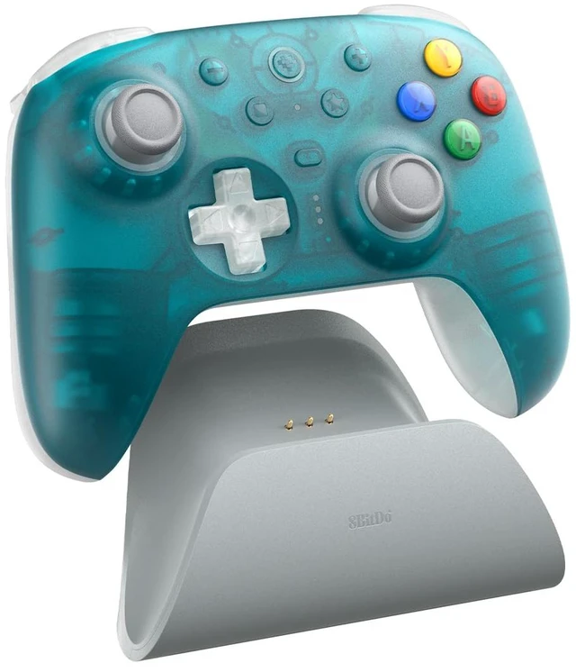 Main image of 8Bitdo Ultimate 2 Wireless Gaming Controller with Charging Dock- Clear Blue | TMR Joysticks, Switchable Hall Effect/Tactile Triggers, 8Speed Wireless Tech, RGB Fire Ring, for PC & Android