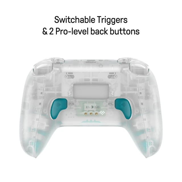 Alt view image 3 of 7 - 8Bitdo Ultimate 2 Wireless Gaming Controller with Charging Dock- Clear Blue | TMR Joysticks, Switchable Hall Effect/Tactile Triggers, 8Speed Wireless Tech, RGB Fire Ring, for PC & Android