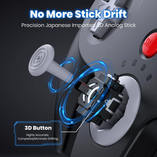 Alt view image 5 of 7 - 2 Pack Wireless N64 Controller for Switch 1 & 2, N64 Console, Black/Gray | (Built-in Vibration) (Rechargeable) (3D Analog Stick), 2.4 GHz USB & N64 Receiver Made for Switch Online, Windows PC, macOS
