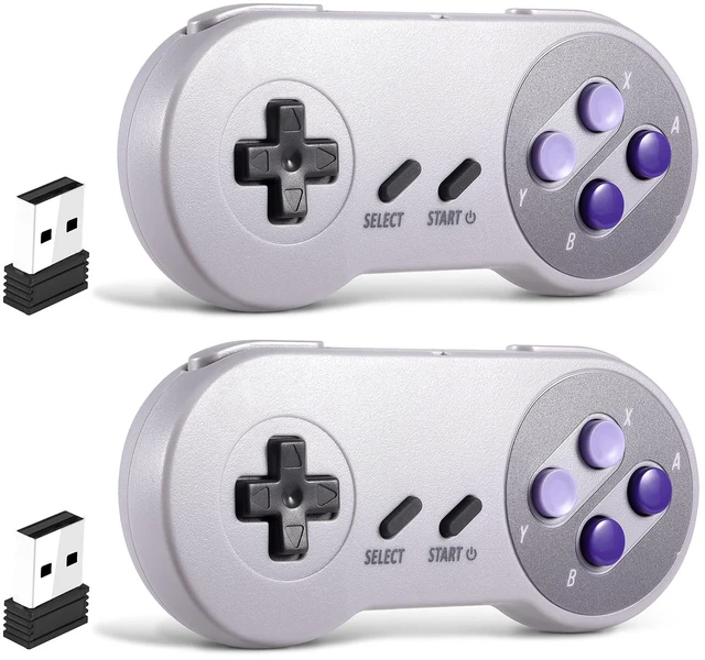 Main image of SAFFUN 2 Pack 2.4 GHz Wireless USB Controller Compatible with SNES Games, Retro SNES PC Controller for Windows PC iOS MAC Linux Raspberry Pi Retropie OpenEmu Emulator (Plug & Play) (Rechargeable)