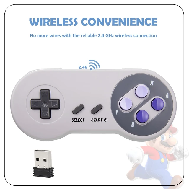 Alt view image 3 of 7 - SAFFUN 2 Pack 2.4 GHz Wireless USB Controller Compatible with SNES Games, Retro SNES PC Controller for Windows PC iOS MAC Linux Raspberry Pi Retropie OpenEmu Emulator (Plug & Play) (Rechargeable)