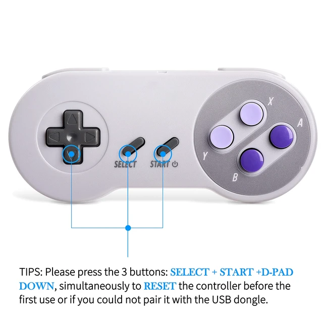 Alt view image 7 of 7 - SAFFUN 2 Pack 2.4 GHz Wireless USB Controller Compatible with SNES Games, Retro SNES PC Controller for Windows PC iOS MAC Linux Raspberry Pi Retropie OpenEmu Emulator (Plug & Play) (Rechargeable)