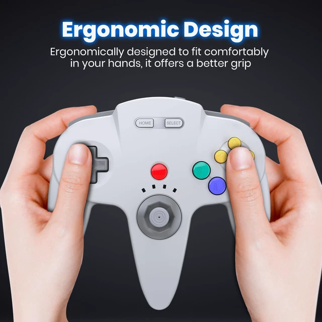 Alt view image 7 of 7 - 2 Pack Wireless N64 Controller Made for Switch 1 & 2, N64 Console, Gray | (Built-in Vibration) (Rechargeable) (3D Analog Stick), 2.4 GHz USB & N64 Receiver Made for Switch Online, Windows PC, macOS