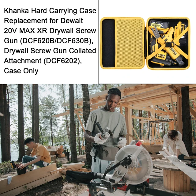 Alt view image 3 of 7 - Khanka Hard Carrying Case Replacement for Dewalt 20V MAX XR Drywall Screw Gun (DCF620B/DCF630B), Drywall Screw Gun Collated Attachment (DCF6202), Case Only