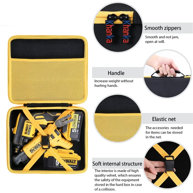 Alt view image 6 of 7 - Khanka Hard Carrying Case Replacement for Dewalt 20V MAX XR Drywall Screw Gun (DCF620B/DCF630B), Drywall Screw Gun Collated Attachment (DCF6202), Case Only