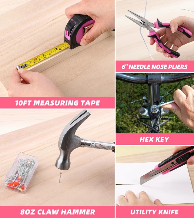 Alt view image 5 of 6 - DIFFLIFE 147 Piece Pink Power Drill Drivers Tool Set, 12V Cordless