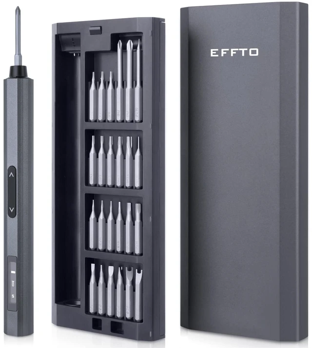 Main image of EFFTO Precision Screwdriver Set, 5 Gear Torque, Mini Electric Screwdriver with OLED Screen, Small Screwdriver Set Rechargeable with 48 multifunctional bits and shadowless LED lights