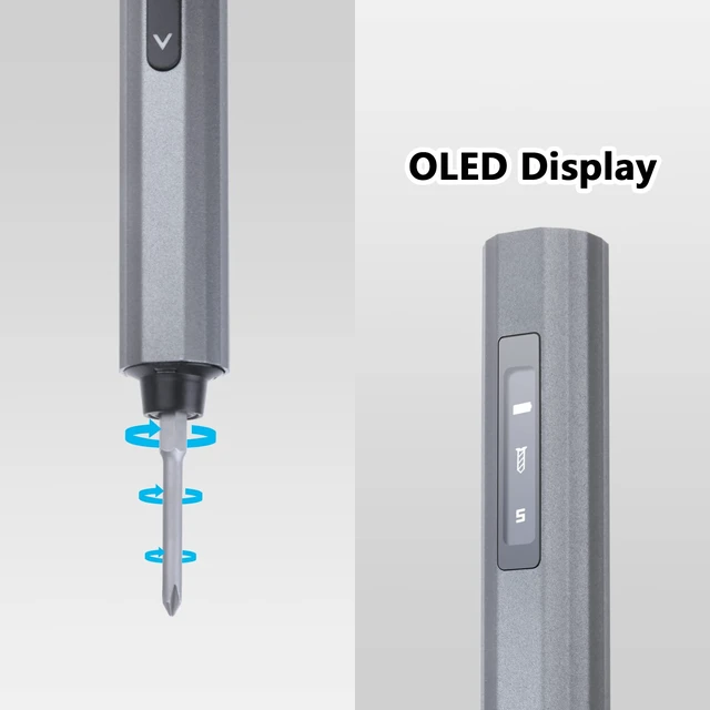 Alt view image 3 of 7 - EFFTO Precision Screwdriver Set, 5 Gear Torque, Mini Electric Screwdriver with OLED Screen, Small Screwdriver Set Rechargeable with 48 multifunctional bits and shadowless LED lights