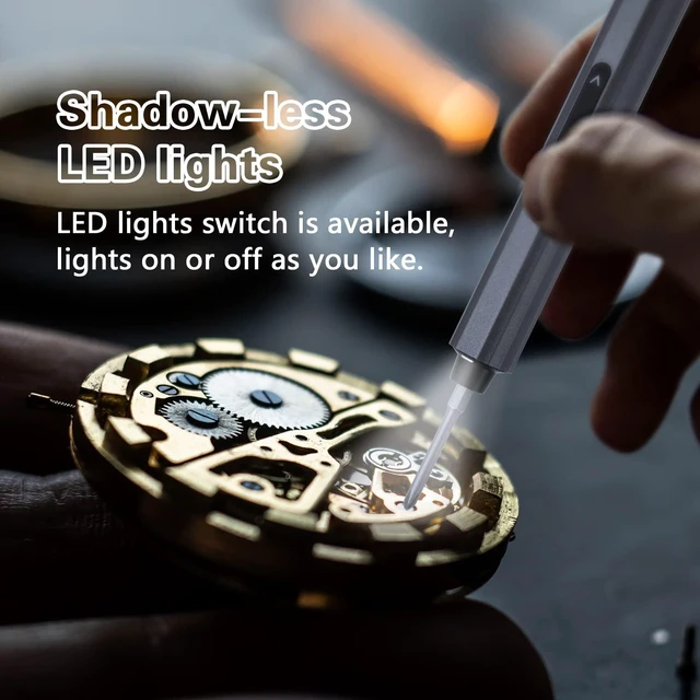 Alt view image 7 of 7 - EFFTO Precision Screwdriver Set, 5 Gear Torque, Mini Electric Screwdriver with OLED Screen, Small Screwdriver Set Rechargeable with 48 multifunctional bits and shadowless LED lights