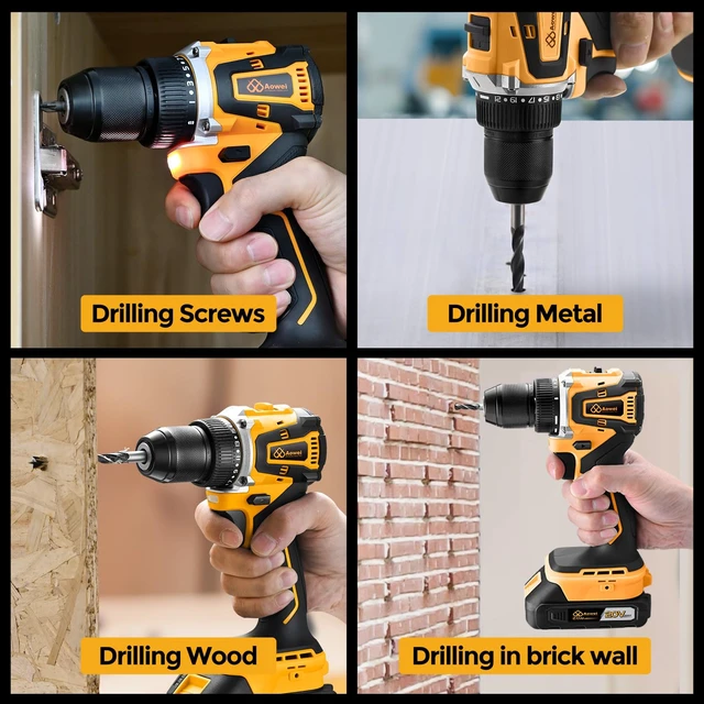 Alt view image 4 of 7 - 20V Cordless Drill and Screwdriver Kit with 2 Batteries, 40Nm Max Torque, 2-Speed Gearbox, 3/8" Keyless Chuck, and LED Light for Home DIY Projects,Brushless Drill Set