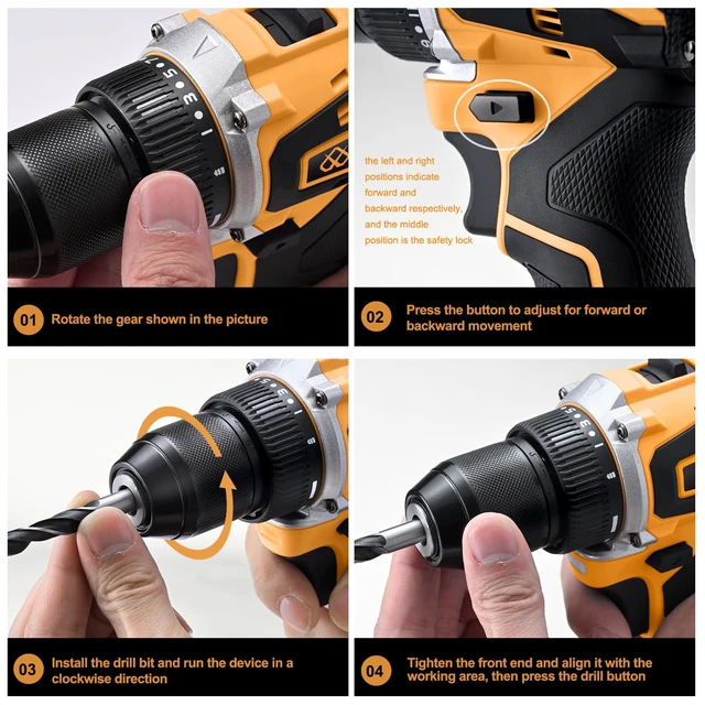 Alt view image 6 of 7 - 20V Cordless Drill and Screwdriver Kit with 2 Batteries, 40Nm Max Torque, 2-Speed Gearbox, 3/8" Keyless Chuck, and LED Light for Home DIY Projects,Brushless Drill Set