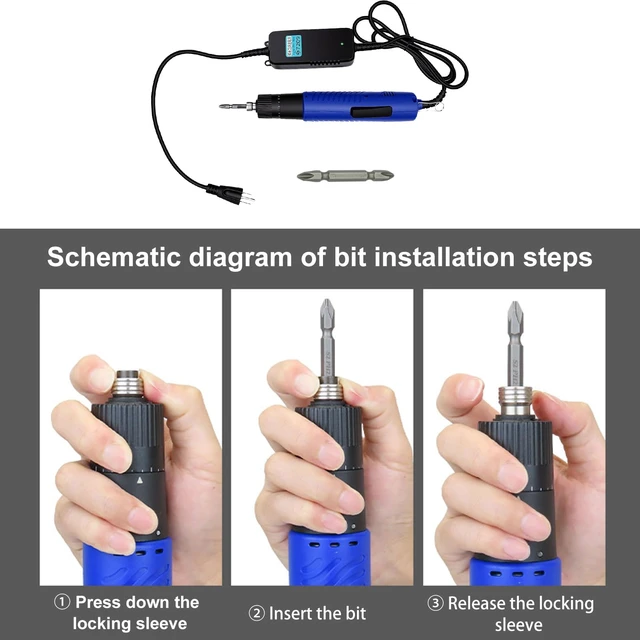 Alt view image 7 of 7 - VISLONE Electric Screwdriver, 110V AC Power Screwdriver Set (Speed | 0.19-2.9Nm Torque Adjustable, 6.35mm Bits, 1200RPM with Power Adapter for Electronics Assembly and Workshop Tasks