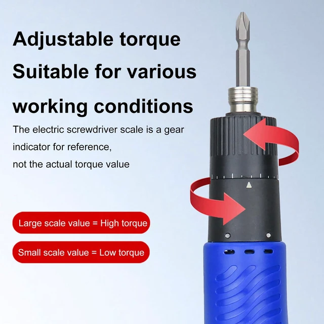 Alt view image 4 of 7 - VISLONE Electric Screwdriver, 110V AC Power Screwdriver Set (Speed | 0.19-2.9Nm Torque Adjustable, 6.35mm Bits, 1200RPM with Power Adapter for Electronics Assembly and Workshop Tasks