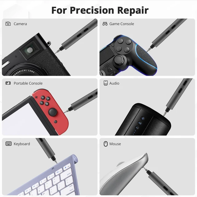 Alt view image 6 of 7 - 3.7V Mini Precision Electric Screwdriver, Cordless Screwdriver, Max 0.2N.m | 24 Magnetic Bits, USB-C Rechargeable, LED Light, for Phone, Laptop, Camera, DIY Projects, Electronics Repair