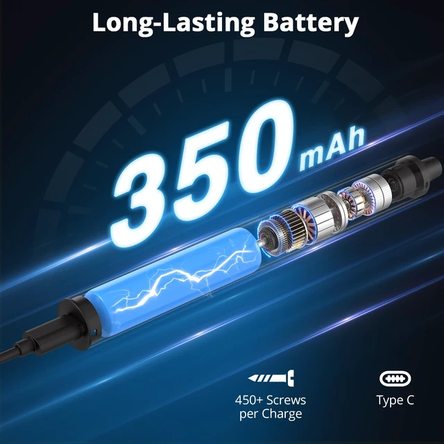 Alt view image 5 of 7 - 3.7V Mini Precision Electric Screwdriver, Cordless Screwdriver, Max 0.2N.m | 24 Magnetic Bits, USB-C Rechargeable, LED Light, for Phone, Laptop, Camera, DIY Projects, Electronics Repair