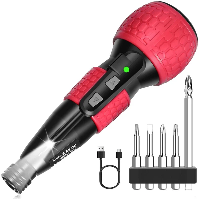 Main image of 3.6V Cordless Electric Screwdriver, 3N.m Torque, LED Light,1800mAh, S2 Bits | 2 in 1 mini screwdriver delivers 3N.m torque,LED light,S2 bits,powered by 1800mAh rechargeable battery for home