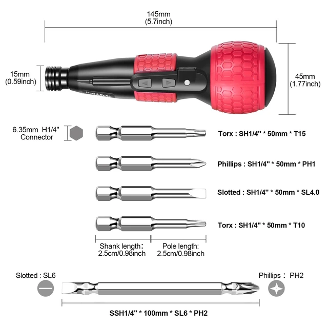 Alt view image 2 of 7 - 3.6V Cordless Electric Screwdriver, 3N.m Torque, LED Light,1800mAh, S2 Bits | 2 in 1 mini screwdriver delivers 3N.m torque,LED light,S2 bits,powered by 1800mAh rechargeable battery for home